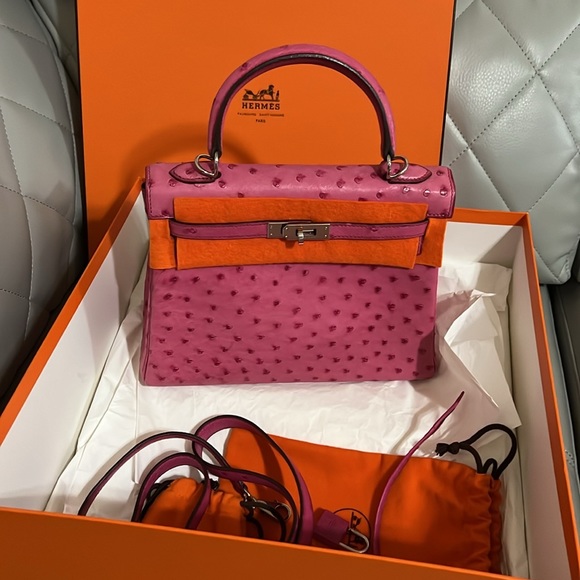 Hermes Kelly ostrich 25 - Picture 4 of 16